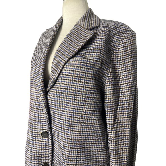 Everlane The ReWool® ’80s Blazer Blue and Brown Houndstooth 10 New Womens - Picture 7 of 16